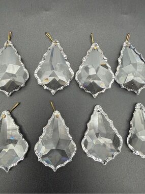 8 Vintage Style French Cut Faceted Crystal Glass Chandelier Prisms 2”x1 3/8”